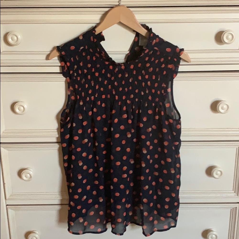 Beautiful blue/orange silk sleeveless blouse!